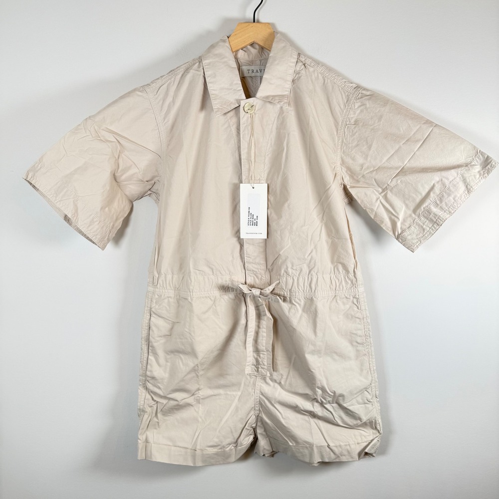 NEW Trave Ellen Romper Short Sleeve Utility Bone 100% Cotton XS Made in USA‎ NWT